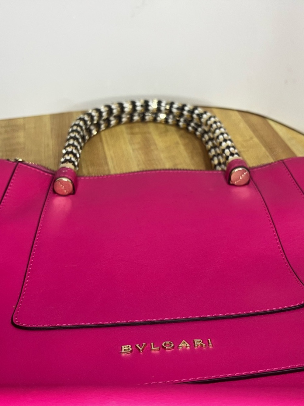 Bvlgari Fuchsia Leather Top-Handle Bag